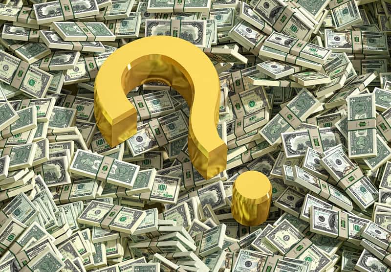 Question Mark on Dollar bills